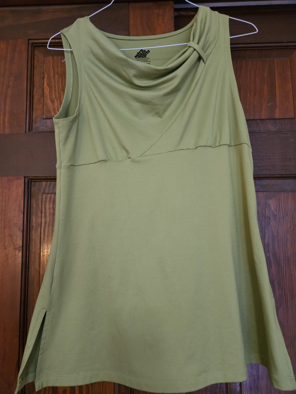 Sleeveless Olive Green Cowl Neck Tunic Top
